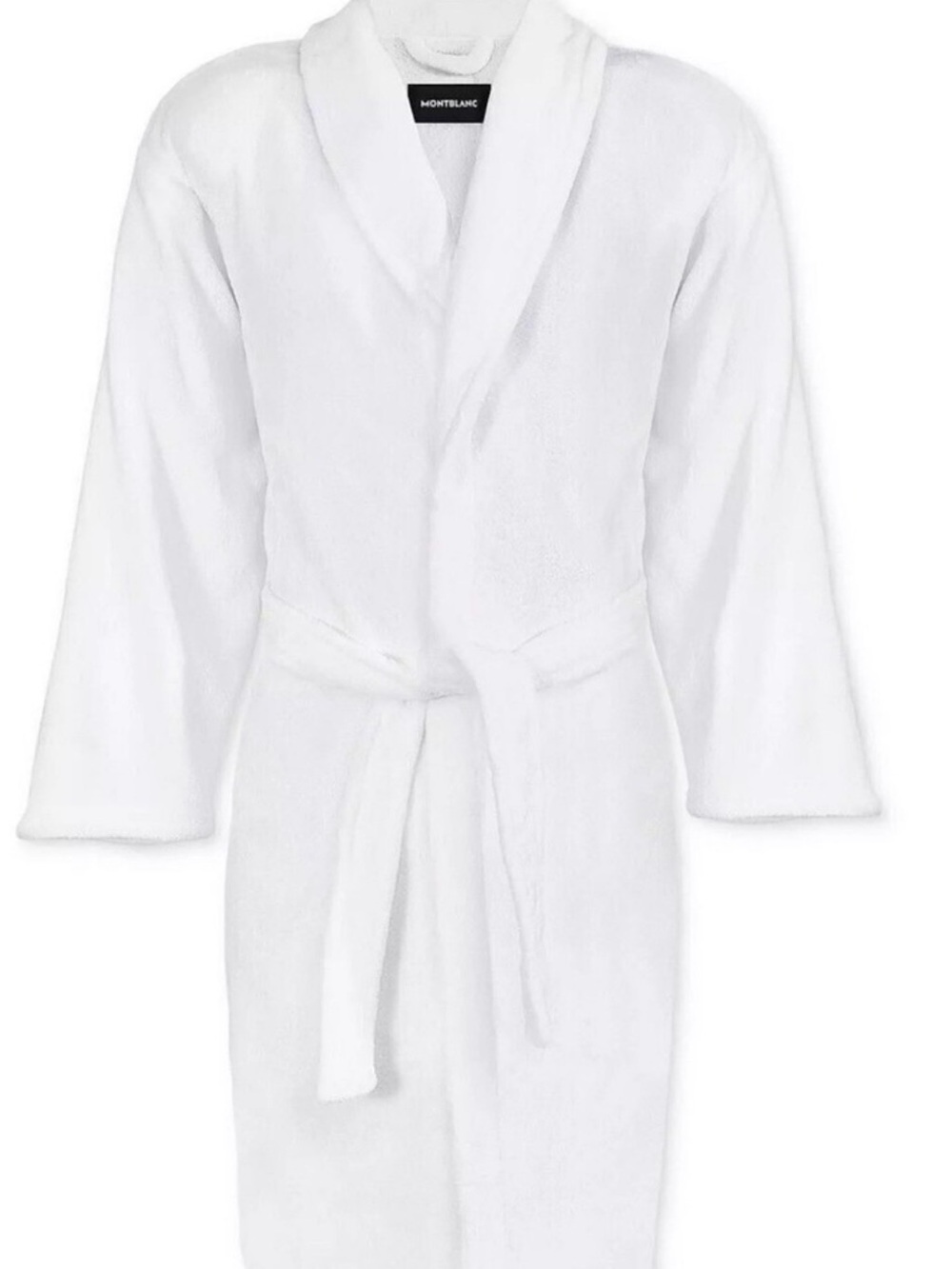 Montblanc White Plush Cotton Bath Robe with Shawl Collar